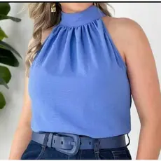 Blusa Feminina estilosa Gola Alta com amarração regata estilosa