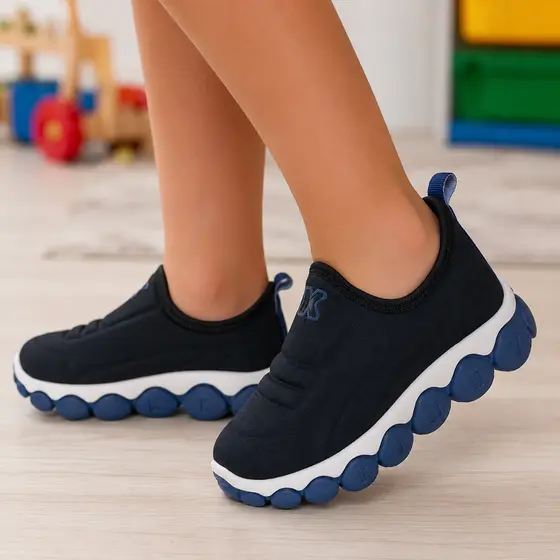 Tênis Infantil Kidy Flex Azul Menino Calce Fácil Confortável