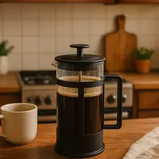 Cafeteira Prensa Francesa 600ml Cremeira Cafe Cha Leite Capuccino Cremoso Vidro Preto