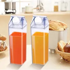 Garrafa Caixa Leite Sucos Acrílico Conserva Transparente Liquido Jarra Pote Vasilha Armazena 500ml