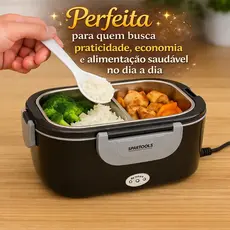 Marmita Elétrica Térmica Marmiteira Comida Quente  Preta Aquecedor Refeições Trabalho Viagem