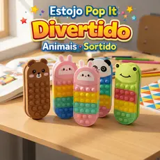 Estojo Escolar Infantil Divertido Animais Sortido Menino Menina Colorido Material Escolar Pop It