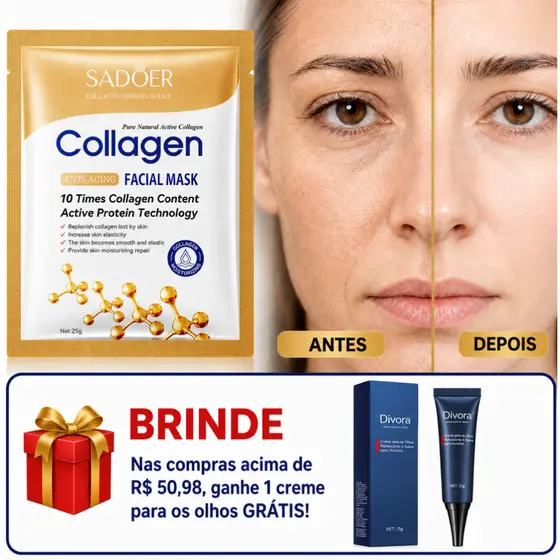 1/3/5/10pcs Máscara Facial Colágeno 25g-Hidratação Profunda E Antirrugas | Rejuvenesce Firma A Pele