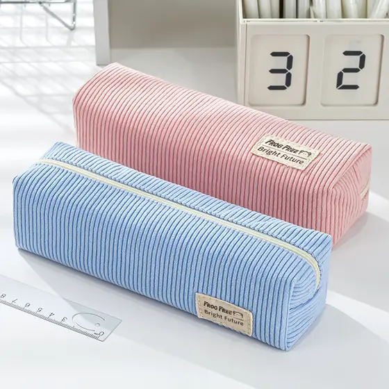 Nova Versão Coreana Ins Estojo de Lápis de Veludo Simples e Fofo Caixa de Papelaria Niche Bolsa de Papelaria de Pelúcia