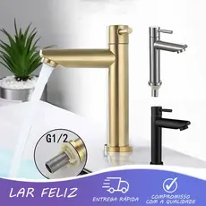 Torneira de Coluna para Banheiro | Água Fria | Design Moderno e Simples | Acabamento Premium