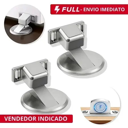 Kit 1/2/4/6 Prendedor de Porta Magnético Slim Adesivo Inox Cromado - Trava Fixador Porta