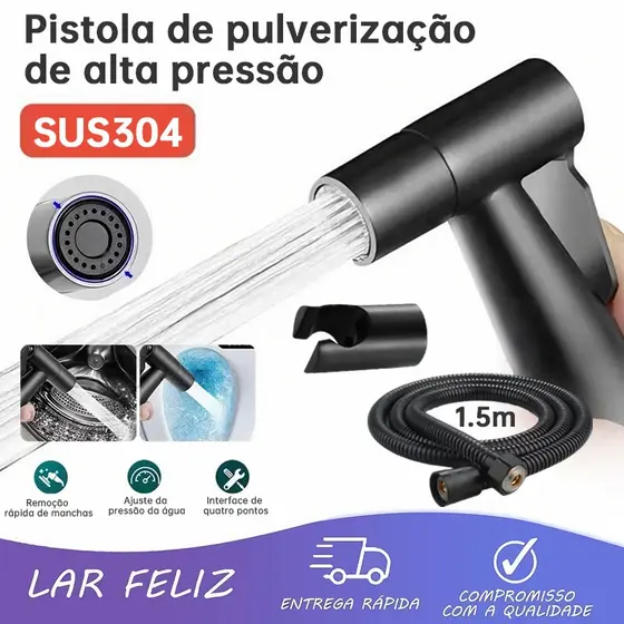 preto Ducha Higiênica Para Banheiro Completa Luxo Inox 1,2m Chuveirinho Privada