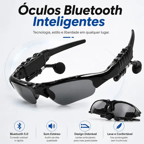 Óculos De Sol Com Bluetooth Portáteis De Esportes Sem Fio Sunglasses Headset V4 Para Android e Iphone