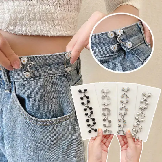 Alfinete De Cintura Pérola E Strass – Prendedor De Roupa Antiderrapante Ajustável Para Vestidos/Calças