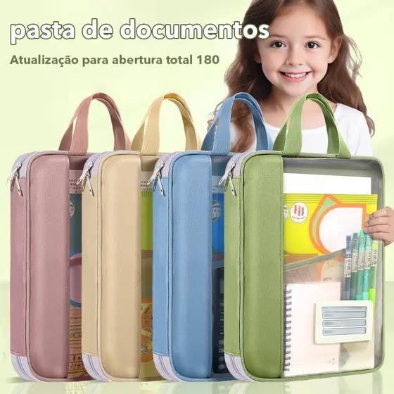 Bolsa de documentos Huajie bolsa de arquivo transparente bolsa de mão para estudantes de livros para testes