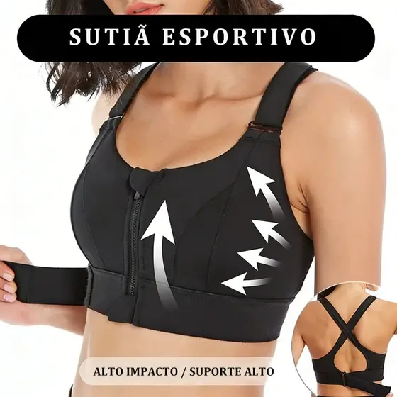 Topo De Suporte Alto/tops Esportivos De Sutiã/Impacto ; Colete Frontal De Ioga Crop Com Zíper Mais Alça De Ombro Ajustáv