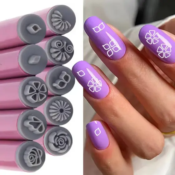 3 Barris De Caneta + 15 Cabeças De Impressão Profissional Para Carimbo De Arte Em Unhas-Ferramenta De Modelo 3D Margarid