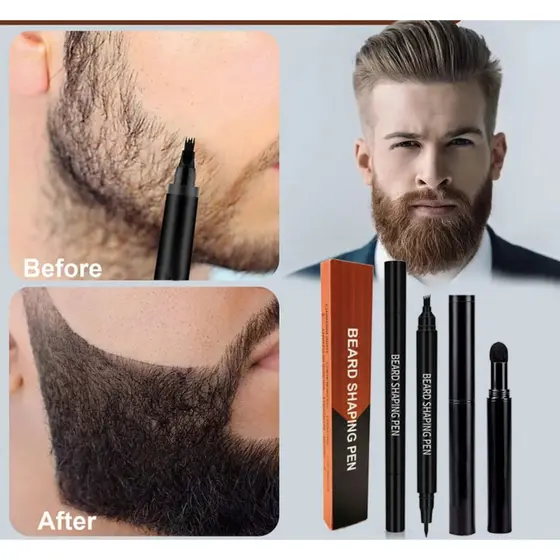 Preenchimento de Barba Masculina - Kit de Preenchimento de Barba à Prova d'Água - Longa Duração