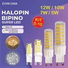 Kit 10 Lâmpada Led 12W 10W 7W 5W G9 Halopin | Luz Quente 2200K | Luz Fria 7000K Bipino | Arandelas e Decoração Bivolt