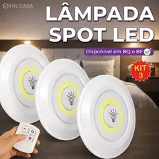 Kit 3/6/9/12 Luminária Spot Led Redondo Com Controle Luz Fria ou Quente Auto Colante Bivolt