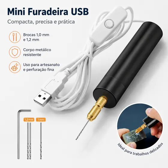 Mini Broca Elétrica Manual De 5V Com Rotativa Portátil Alimentada Por USB De Torção Utilizada