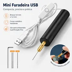 Mini Broca Elétrica Manual De 5V Com Rotativa Portátil Alimentada Por USB De Torção Utilizada