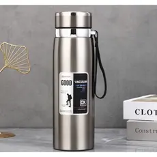Garrafa 1000ml Aço Inoxidável Térmico Com Infusão De Capuz Prateado Effeclog Caphé Alça