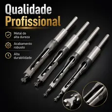 Brocas P/ Furo Quadrado Jogo 4 Peças 1/4 - 5/16 - 3/8 - 1/2