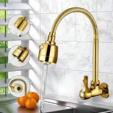 Torneira Cozinha Parede Inox Prata/Ouro 360° Chuveiro Luxo