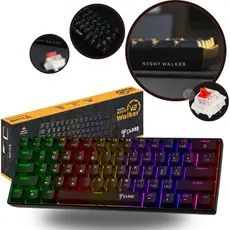 Teclado Gamer Clanm 60% V2 Night Walker Rgb Switch Red Mecânico
