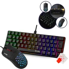 Kit Gamer Teclado Gamer Night 60% V2 Switch Red Mecânico + Mouse Gamer Slits V2 Preto