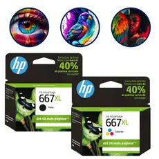 Kit Cartucho Hp 667xl Original Preto E Colorido 2376 2774
