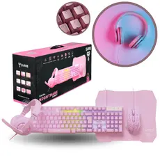 Kit Gamer Nightmare Candy Clanm Rosa Mouse Fone Teclado e Mousepad