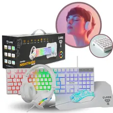 Kit Gamer Nightmare Snow Mouse Fone Teclado Mousepad Clanm Branco