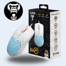 Mouse Gamer Branco Slits Clanm 7 Botões V2 7.000 DPI Led Rgb Cabo USB