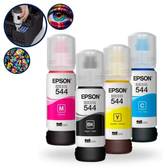 Kit 4 Tintas 544 Epson Compatível L3250 L3210 L5190 L3110 Preto/colorido