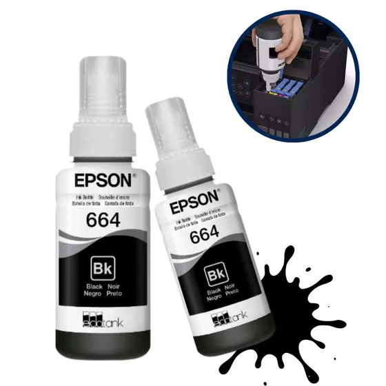 Kit 2 Tintas Compatíveis Epson 664 Preto Ecotank Alto Rendimento