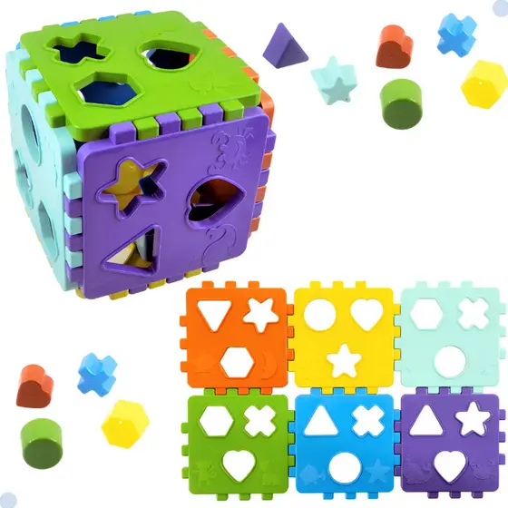 Cubo Didático Infantil Educativo Encaixe Formas Coordenação Motora Brinquedo Criança Kendy