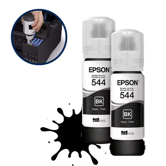 Kit 2 Tinta Compatível Epson 544 Preta Compatível Ecotank L3110 L3150 L3250