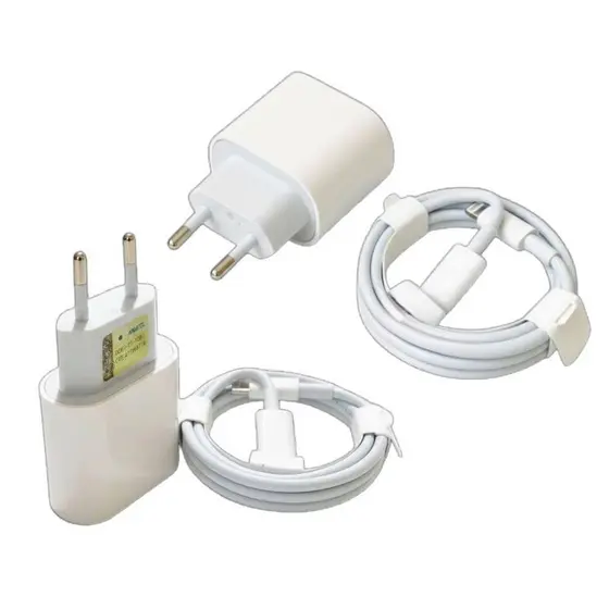 Kit 2/1 Carregadores Turbo Com Fonte e Cabo 1 Metro Carregamento Rápido 20W