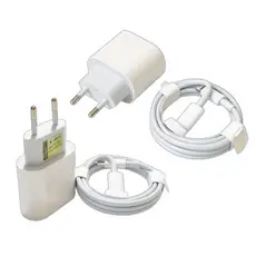 Kit 2/1 Carregadores Turbo Com Fonte e Cabo 1 Metro Carregamento Rápido 20W