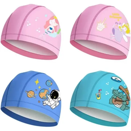 Kit 2 un Toucas de Natação Infantil de Tecido Personagens Kids Piscina