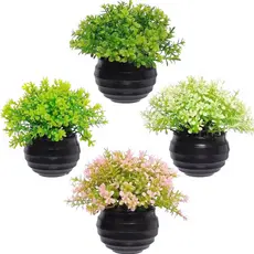 Vasinhos De Plantas Flores Artificial Decoração Kit 4 Vasos