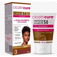 Protetor Solar Cicatricure FPS50 com Cor Escura 40g - Ácido Hialurônico e Pró Colágeno
