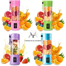 Mini liquidificador portátil 380ML  Copo de suco recarregável USB com 6 lâminas de aço inoxidável