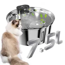 Newpet Bebedouro De Aço Inoxidável Sem Fio De 7.5L Automático De Água Para Cães E Gatos Animais Domésticos Fontes-Bivolt