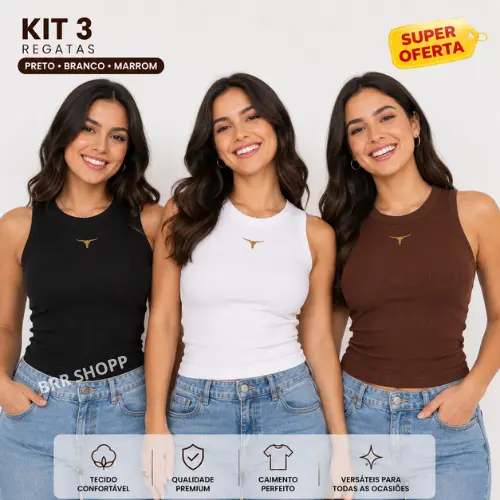 Kit 3 Blusa Regata Feminina Canelada Ribana Western Estilo Country Rodeio Qualidade Premium Cowgirl