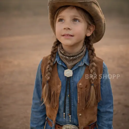 Gravatinha Infantil Feminino Juvenil Colar Country Com Inicial Couro Trançado Moda Ana Castela Rodeio Festa
