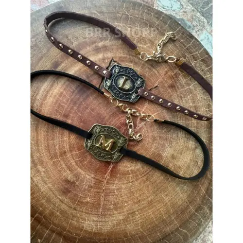 Colar Choker Country Pingente Fivela Com Letra Ajustável