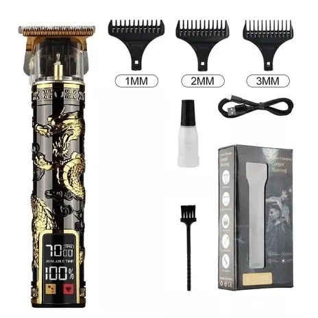 Máquina De Cortar Cabelo Barba Profissional Com Led Barbeador E Cortador Digital C/ Display Lançamento K4/K5
