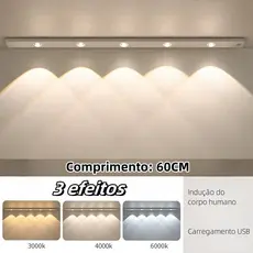60cm Luz 3Cores Regulável Led Luminária USB Recarregável Lâmpada Sensor De Movimento Luz Noturna Iluminação -F9