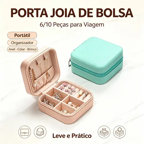 6/10 Peças Porta Joia De Bolsa Para Viagem Portátil caixa de armazenamento bolsa anel colar -Q1