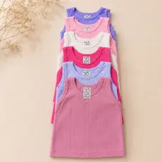 Kit 3 Peças Regata de Bebê Canelada Lisa 100% Algodão Feminina e Masculina Verão Básica Infantil Menina e Menino