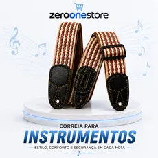 Correia para Violão Bordada em Couro Sintético ZeroOneStore