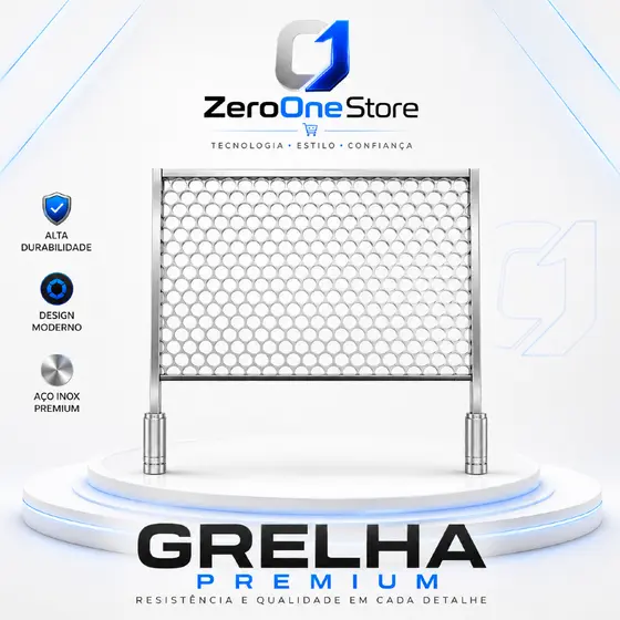 Grelha Extra 45x30 Sem Cabo Churrasqueira 100%Inox430 Churrasco ZeroOneStore
